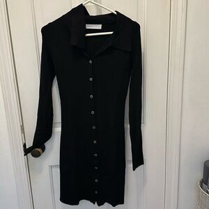 Serenette black button up knit dress with collar. Size 8. NWOT
